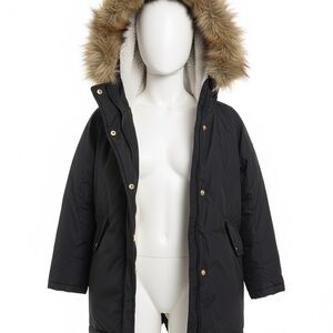 J. Crew kids Cream Sherpa Lined parka coat 
Very warm. 
Removable hood fur